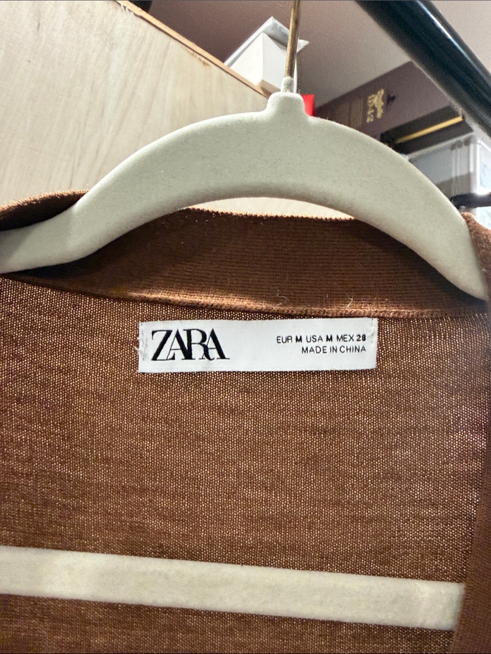Zara Chestnut Brown V-Neck Button Cardigan - Picture 2 of 3